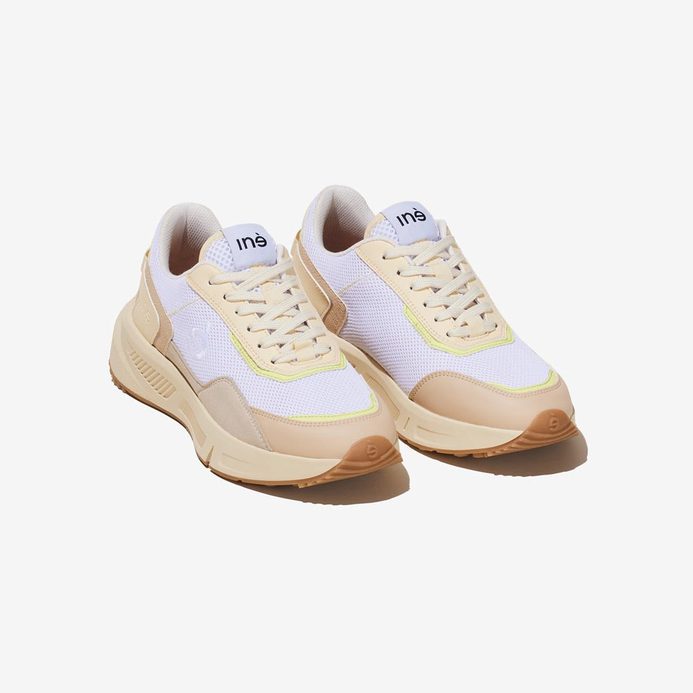 cream and lemon vegan sneakers