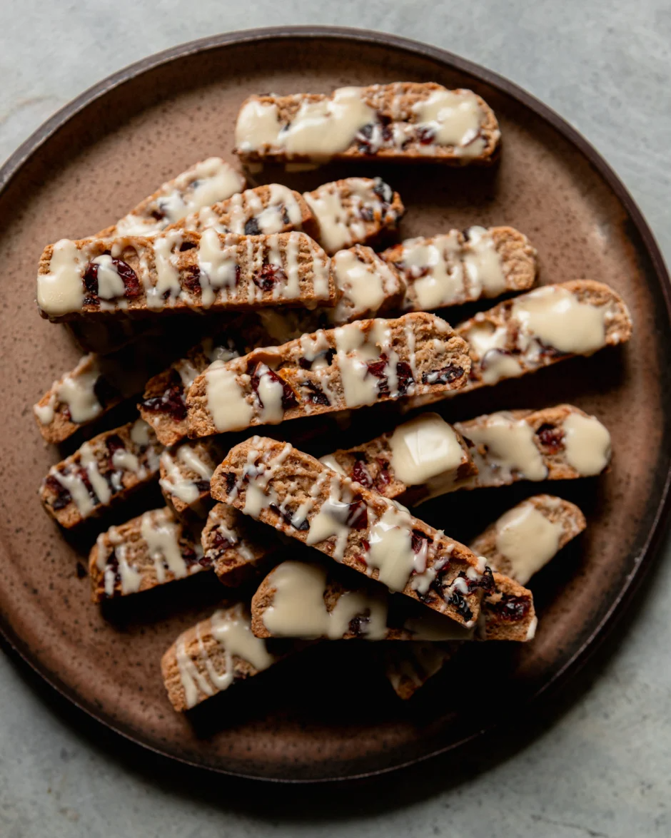 orange cranberry white choc biscotti