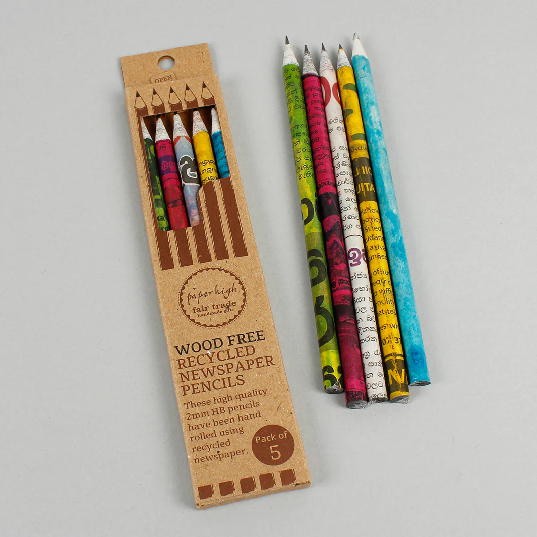 recycled newspaper pencils