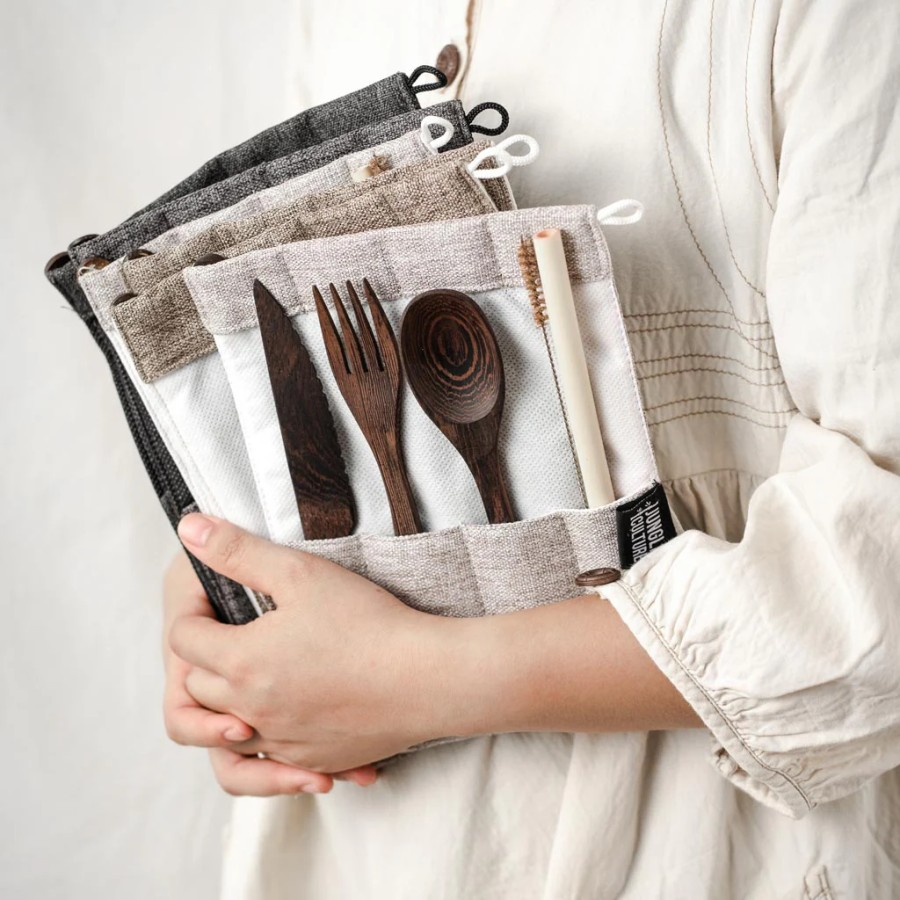 reclaimed wood cutlery set 