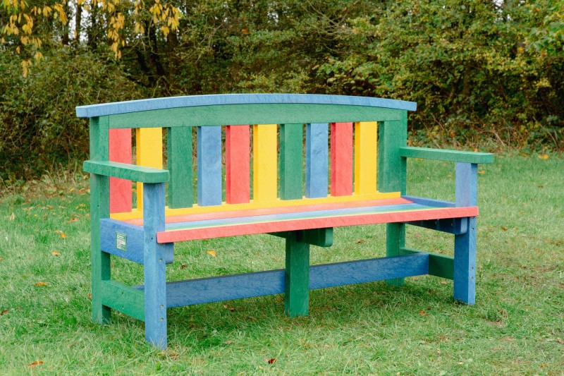 recycled milk bottle park bench