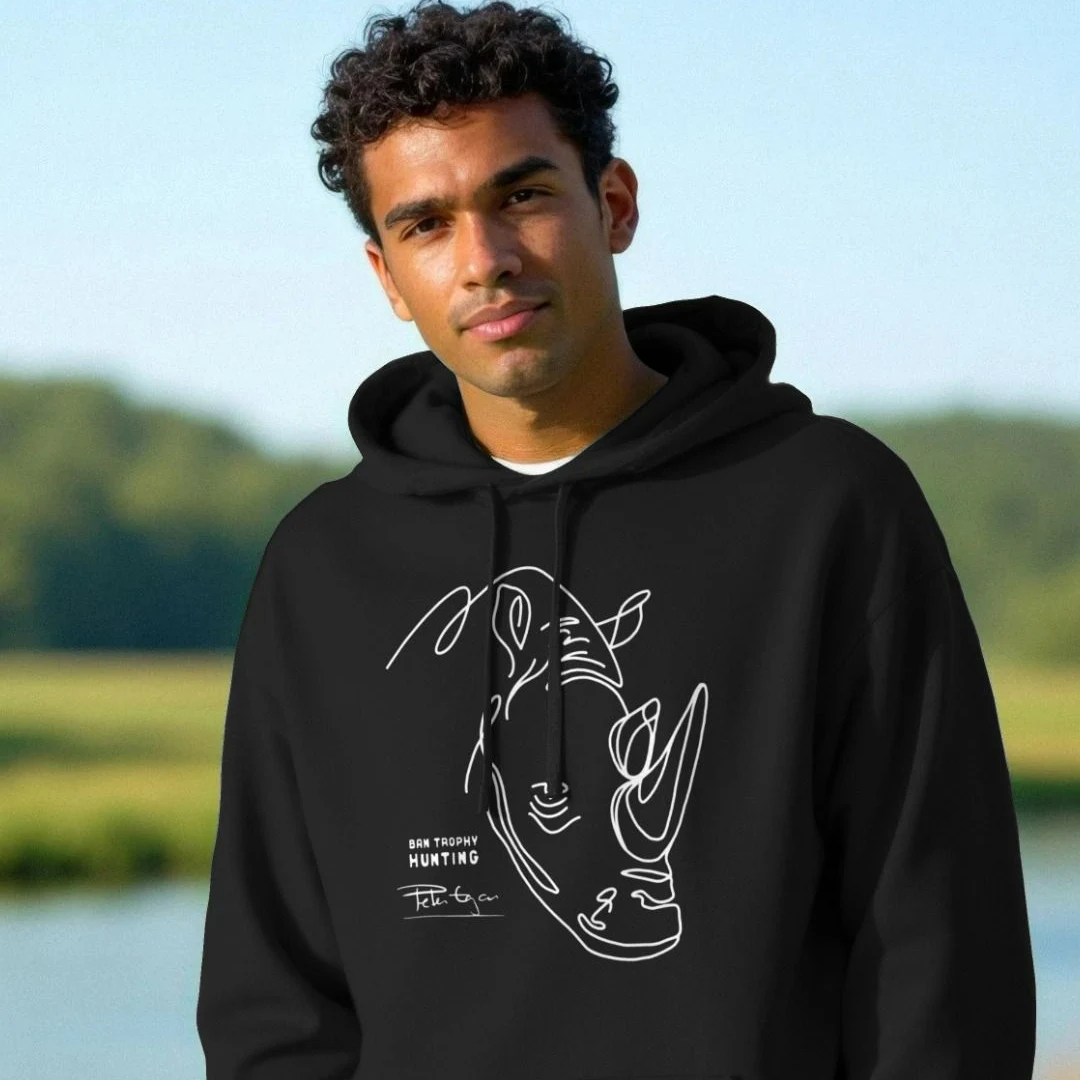 save rhinos organic hoodie