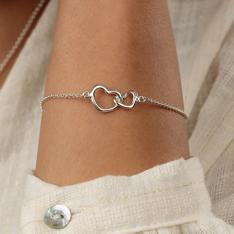 silver hearts recycled bracelet