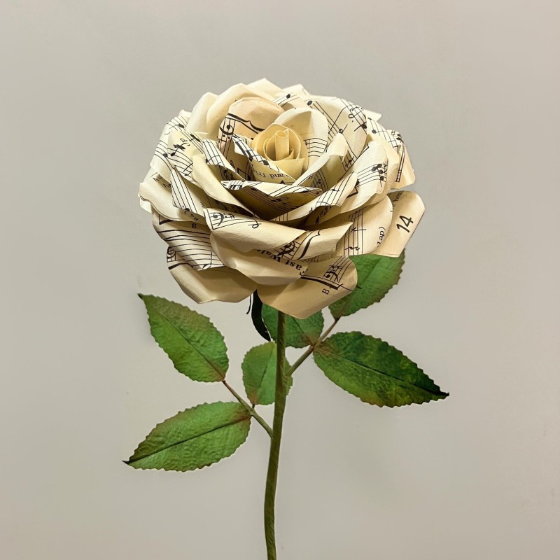 upcycled music sheet rose 