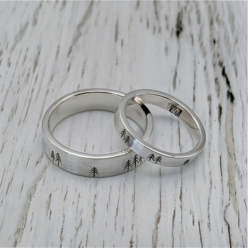 Scottish forest recycled wedding bands