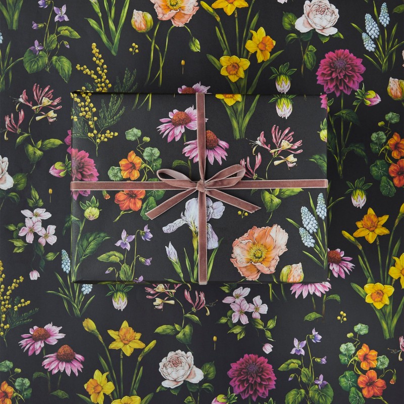bountiful blooms recycled gift wrap