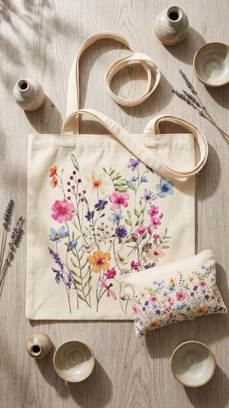 floral canvas tote