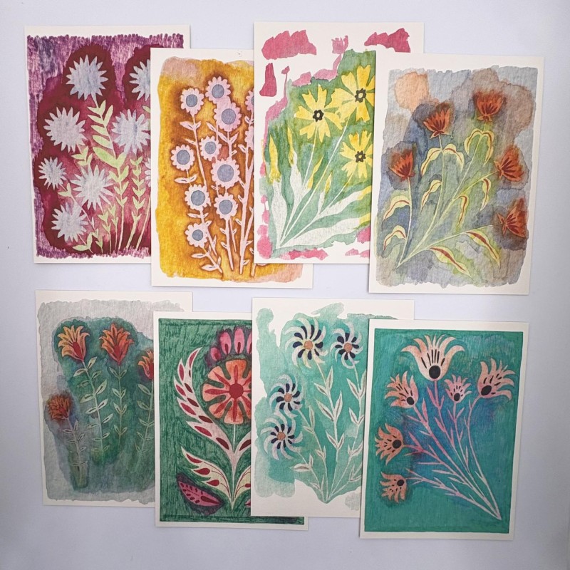floral postcards