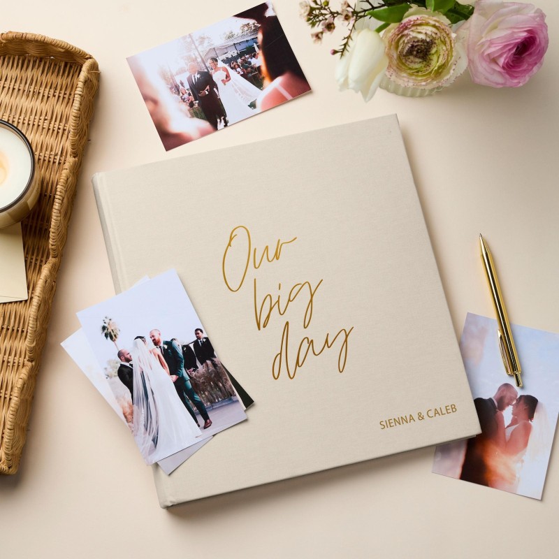 linen wedding photo album