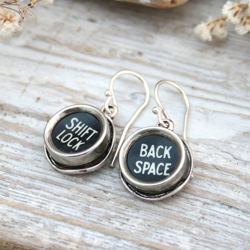 typewriter key earrings