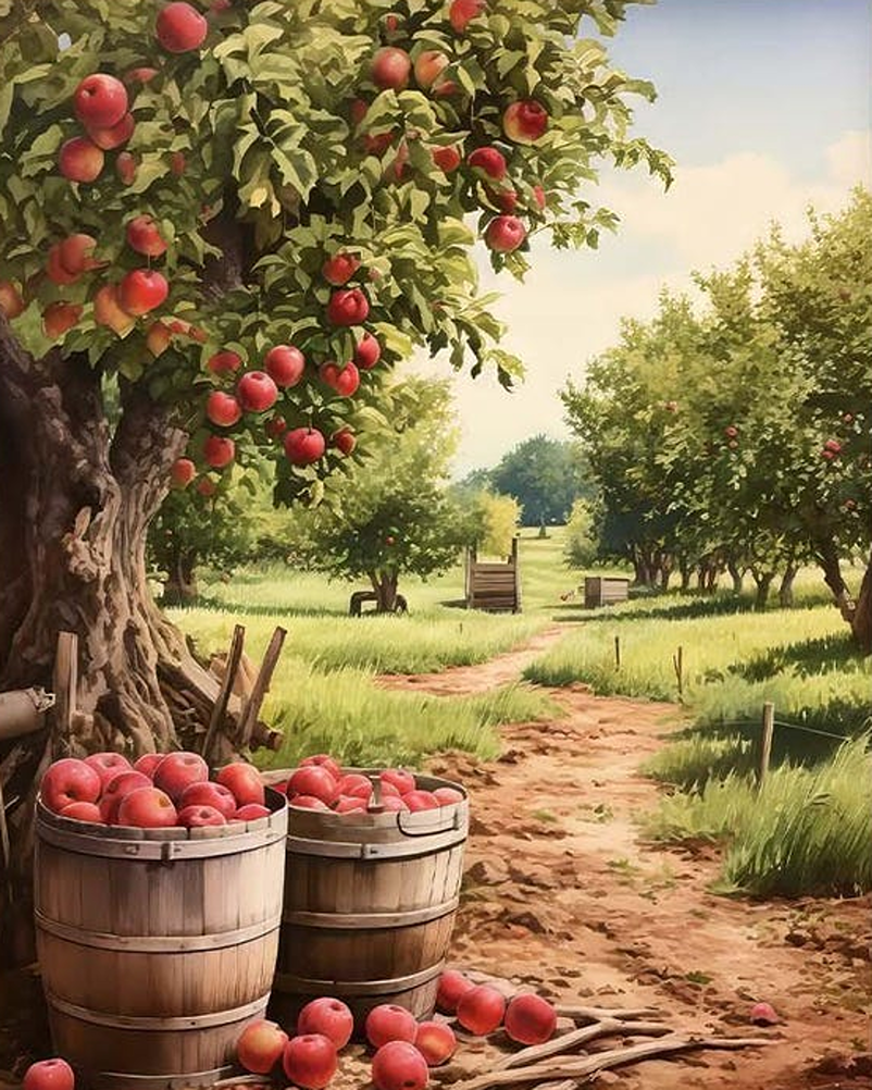 harvesting apples