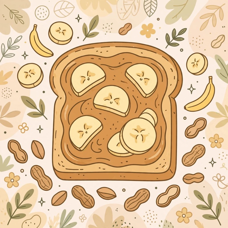 banana and peanut butter on toast